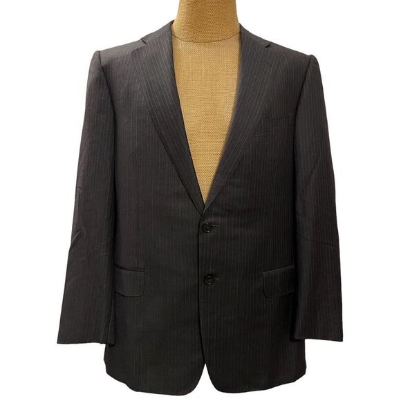 Ermenegildo Zegna Sports Coat Gray Striped TROFEO Style 100% Wool Size 44 R - Picture 1 of 11